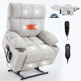 Beige Dual Motor Infinite Position Up to 350 LBS Chenille Power Lift Recliner Chair, Heavy Duty W3224P295282