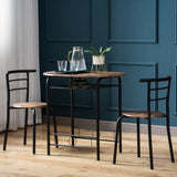 Fire Wood PVC Black Paint Breakfast Table for Couples with Curved Back 37100463