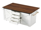 K&K 72" Farmhouse Kitchen Island with Fridge Storage Space & Power Outlet, Rolling Coffee Bar 61870382
