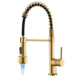 ZUN Commercial LED Kitchen Faucet with Pull Down Sprayer, Single Handle Single Lever Kitchen Sink Faucet W1932P156148