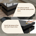 ZUN ON-TREND Modern High Gloss Coffee Table with 4 Drawers, Multi-Storage Square Cocktail Tea Table with WF314582AAB