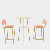 Bar table and chairs three piece set, gold frame, sponge made seat cushions and backrests, bar table W3064P245388
