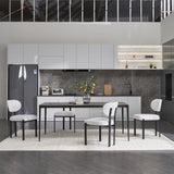 Modern Dining Room Chairs Set of 2, Mid-Century Upholstered Boucle Kitchen Dining Chairs with Black W3244P296972