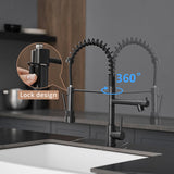 Kitchen Sink Faucet with Soap Dispenser, Kitchen Faucet with Pull Down Sprayer 2 Modes 304 Stainless W1932P300995