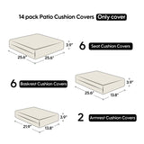 Cushion Covers for 7 Pcs Wicker Rattan Sectional Sofa, 14Pack Cushion Slipcovers Set W2911P286667