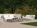 Rowan 63.5" Rope Barrel Back Patio Conversation Loveseat Sofa, Optic White Acrylic B2719P245981