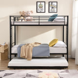 Twin Over Twin Metal Bunk Bed with trundle Black W2297P293753