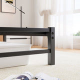 Queen Size Metal Bed Frame with Wooden Headboard, RGB Lights,Charger, Storage Shelf, Noise-Free, No W840P209904