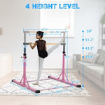 ZUN Gymnastic Bar Set Gymnastics Horizontal Bar Gymnastics Kip Bar for Kids Home Use, Pink 46810802