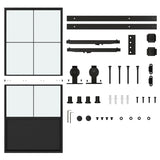 ZUN 36 in. x 84 in. Glass Sliding Barn Door with 6FT Barn Door Hardware Kit & Soft Close 36675973