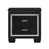 Glamourous Black Finish 1pc Nightstand 2x Dovetail Drawers Faux Alligator Embossed Fronts Bedroom B01151365