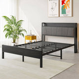 Full Size Bed Frame, Storage Headboard with Charging Station, Solid and Stable, Noise Free, No Box W840P179122