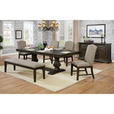 Transitional Set of 2 Side Chairs Espresso Warm Gray Nail heads Solid wood Chair Fabric Upholstered B011104798