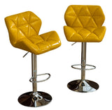 Glasgow Contemporary Tufted Adjustable Height Hidraulic Bar Stools, Set of 2, Yellow T2574P164869