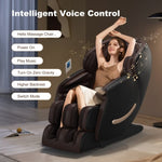 ZUN Deluxe Massage Chair, Full Body Zero Gravity Recliner with AI Voice Control, SL Track, Bluetooth, W2561P157967