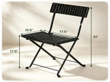 3 Piece Folding PE Rattan Bistro Set, Black Wicker Patio Dining Set with 1 Coffee Table & 2 43058602