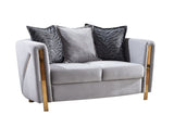Thick Velvet Fabric Upholstered Loveseat Made With Wood in Gray B009P153974