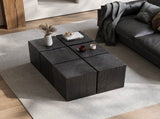 Wood-Look Square-Column MGO End Table, H18",Wood-Like Distressed Finish, Mix with Different Heights, N770P291199B