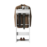 White Portable Garment Rack,Clothes Valet Stand with Storage Organizer W760P145401