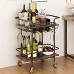 ZUN 2 Tier Bar Cart Wheels, Serving Cart Wheels And 2 Handle, Outdoor Bar Cart For The Home 77151370