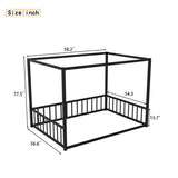 Full size sunshade floor bed, iron double-size bed frame, modern low-profile double-size bed, W1858P282500