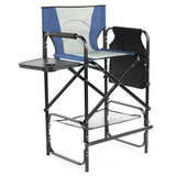 31" Tall Directors Chair with Footrest, 4Portable Bar Height Folding Camping Chair with Built-in Cup 12985219