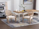 French Vintage Upholstered Fabric Dining Armchair, Set of 2, Beige W1622113267