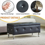 Upholstered Storage Ottoman Bench For Bedroom End Of Bed Faux Leather Rectangular Storage Benches W2268P146691
