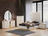 Laura Gold Detailed Right 2-Drawer Nightstand made with Wood in White B00955978