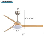 ZUN 52 Inch Ceiling Fan with 22W LED Light and Remote Control 5 ABS Blades for Living Room W934P230528