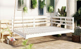 TOPMAX Acacia Wood Porch Swing Bed for Outdoor with Hemp Ropes - Full Size Patio Hanging Bed, 350lbs N717P265860K