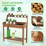 Outdoor wooden garden table with drawers 48243823