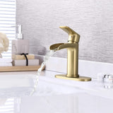 Waterfall Bathroom Faucet Single Handle Bathroom Sink Faucets 1 or 3 Hole Solid Vanity Faucet with W1224P227673
