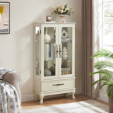 ZUN Curio Cabinet Lighted Glass Cabinet Glass Wine Cabinet Curio Display Cabinet with Adjustable Glass W2275P199815