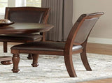 Traditional Dining Wooden Side Chairs Set of 2 Brown Cherry Finish Faux Leather Upholstery Home B01149812