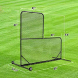 L-Shaped Baseball Net for Batting Cages, Baseball Pitching Net with Wheels - 84''H x 84''W, with 14458795