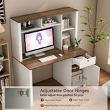 Computer Desk with Hutch & Bookshelf,Wood Executive Desk Teens Student Desk Writing Laptop Home W1321P205015