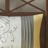 Embroidered 7 Piece Comforter Set Yellow Queen B03596980
