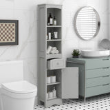 Tall Bathroom Cabinet, Freestanding Storage Cabinet with Drawer, MDF Board, Adjustable Shelf, Grey WF289423AAG
