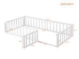 Twin Size Wood Floor Bed Frame with Fence and Door, White WF299299AAK