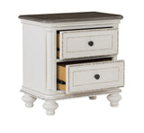 Antique White and Brown-Gray Finish1pc Nightstand of Drawers Black Knobs Traditional Design Bedroom B01160812