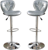 ZUN Silver / Grey Faux Leather PVC Stool Counter Height Chairs Set of 2 Adjustable Height Kitchen Island B01149737