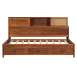 Twin Size Wooden Daybed with 3 Storage Drawers, Upper Soft Board, shelf, and a set of Sockets and N708P263524D