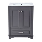 ZUN 24'' Bathroom Vanity with Ceramic Sink Combo, Modern Freestanding Storage Cabinet with Silver N710P194893C