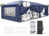 10'x20' Instant Pop Up Canopy Tent Blue, 6 Side Panels 2 Doors 4 Mesh Windows, 45955673