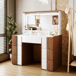 ZUN 44.4" Elegant Vanity Table with Large Lighted Mirror & Power Outlet, Dressing Table with 7 Drawers & N704P210492K