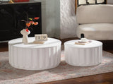 White Round Storage Table Set with Lift-Off Lid, Nesting Design, Elegant Curved-Edge Shape for Cozy W3081P389057
