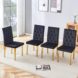 4 piece dining chairs.The gold metal legs complement the black velvet, showcasing a perfect blend of W1151131989