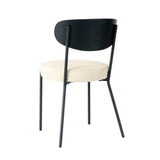 ZUN Modern kitchen dining chair Bentwood covered ash veneer Chair back, cream PU dining chair,metal W210132419