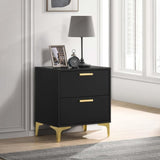 Black and Gold 2-Drawer Rectangular Nightstand B062P145592